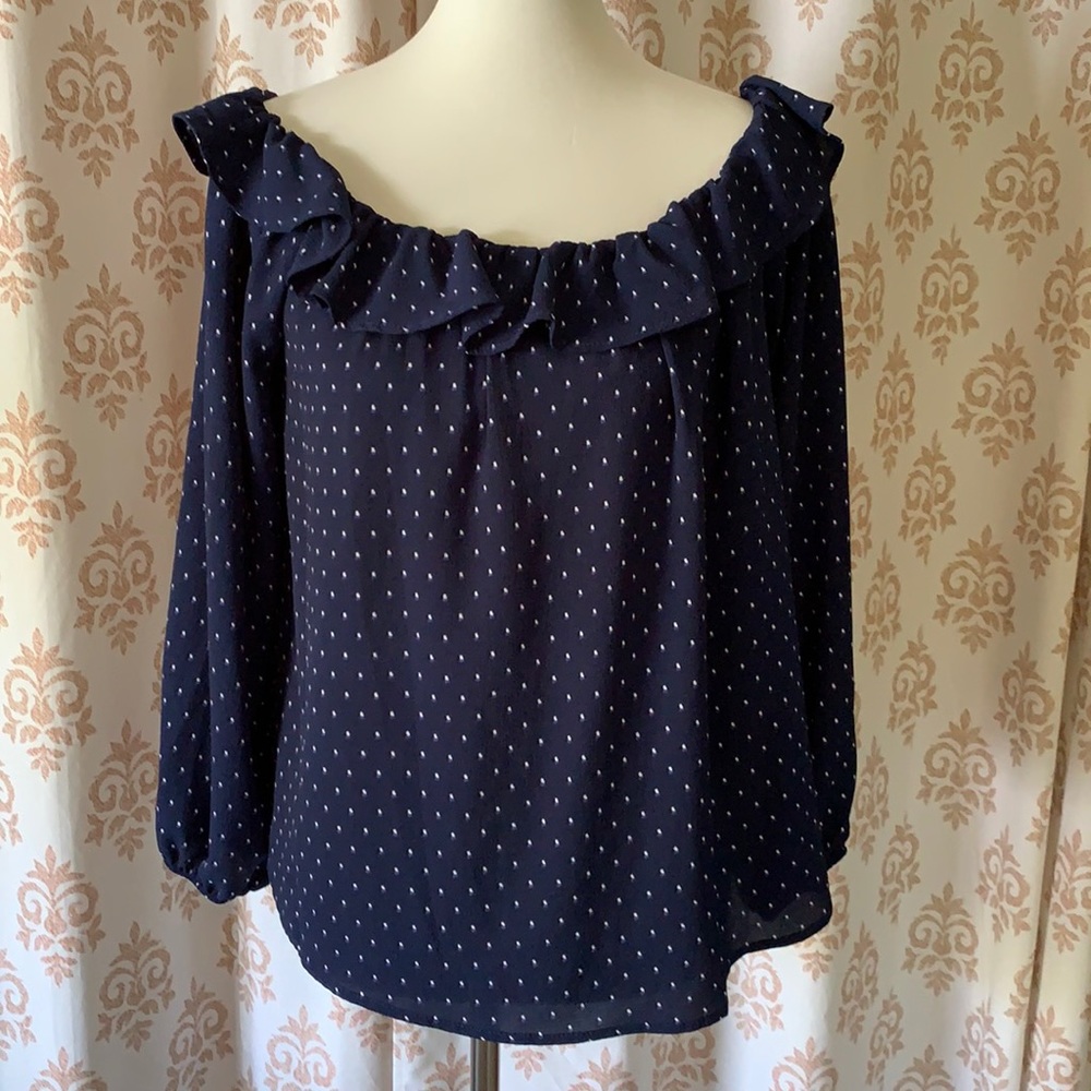 H.I.P. off shoulder polka dot Ruffled Top S